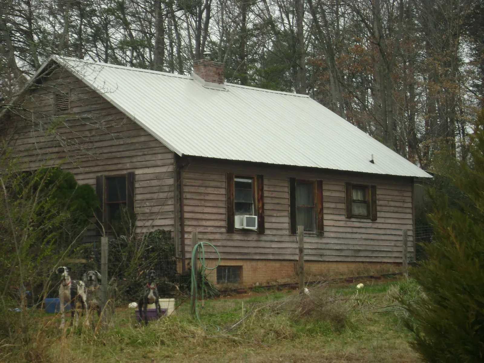 White metal roof on an old wood sided farmhouse, from a Asphalt Shingle Roof Repair job in Kenilworth